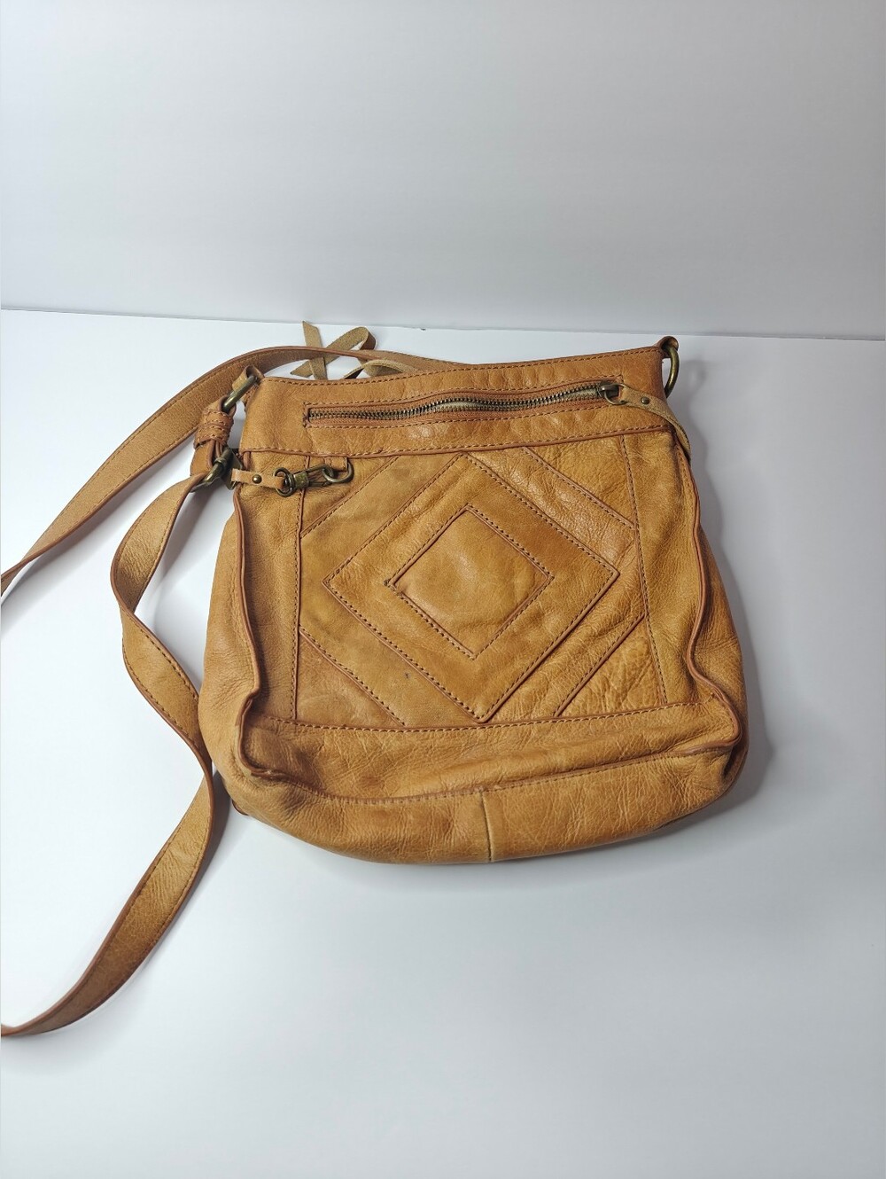 Lucky Brand Baldwin Patchwork (Soft) Leather Crossbody Bag Brown